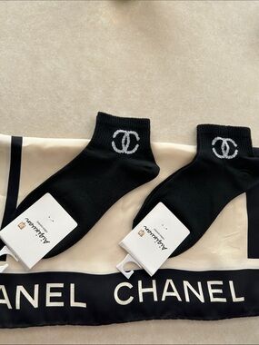 Black Ankle Socks with White Logo Detail